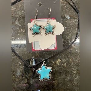 Turquoise Star Earrings and Necklace Set